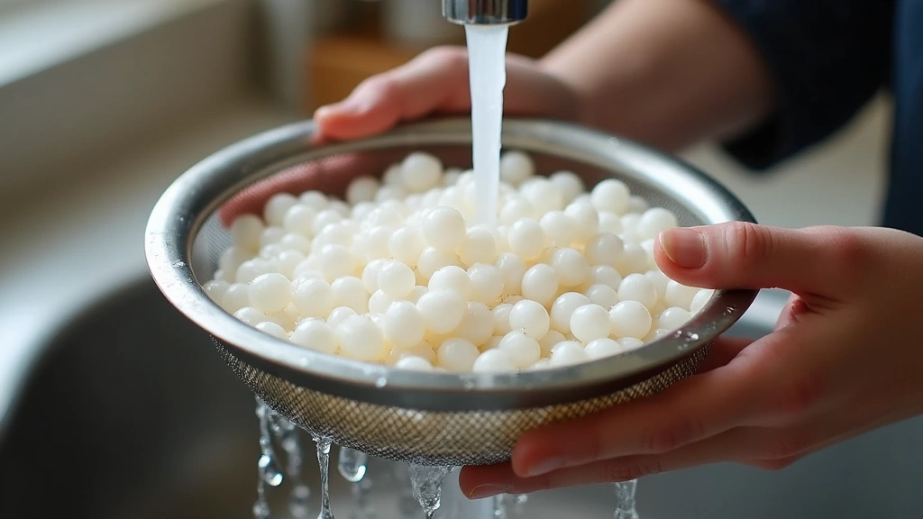Mango Bubble Tea with Ice – Tropical Summer Drink Recipe - Step 2: Rinse and Cool Pearls