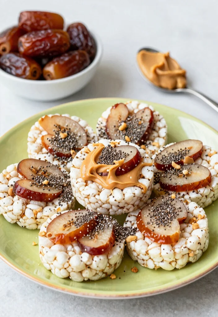 10 Healthy Date Recipes for Simple Naturally Sweet Snacks - 9. Date and Peanut Butter Rice Cakes