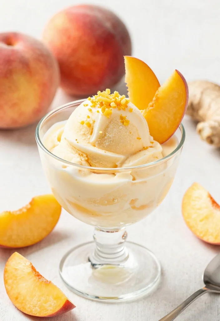10 Healthy Ninja Creami Recipes for Light Easy Frozen Treats - 10. Peach Ginger Frozen Yogurt