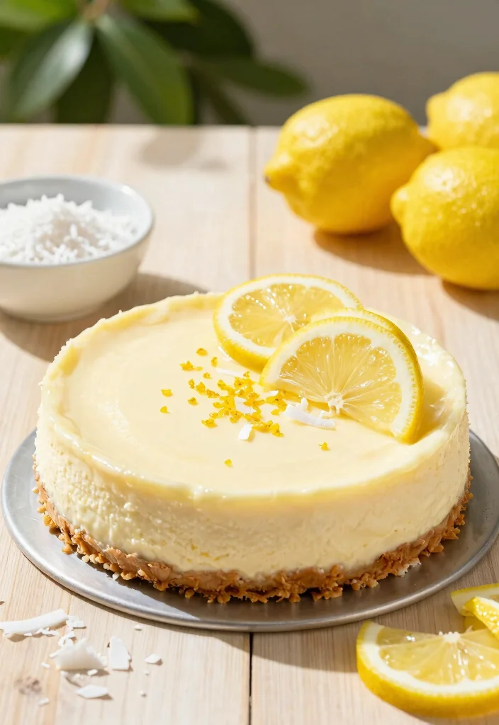 10 Keto Cheesecake Recipes for Easy Low-Carb Sweet Treats - 3. Lemon Coconut Keto Cheesecake