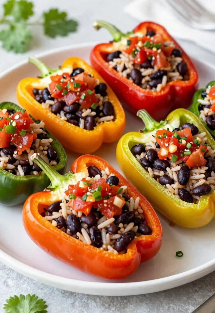 12 Black Bean Vegan Recipes for Easy Protein-Packed Meals - 9. Stuffed Bell Peppers with Black Beans and Rice