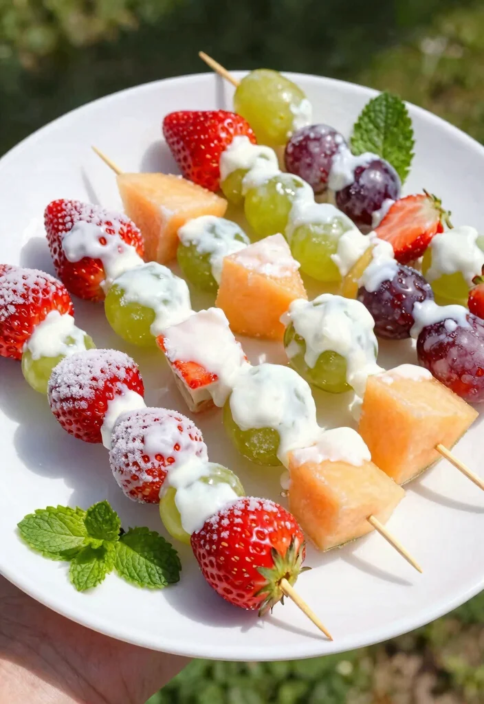 12 Fruity Dessert Recipes for Fresh Light Simple Sweets - 6. Frosted Fruit Skewers