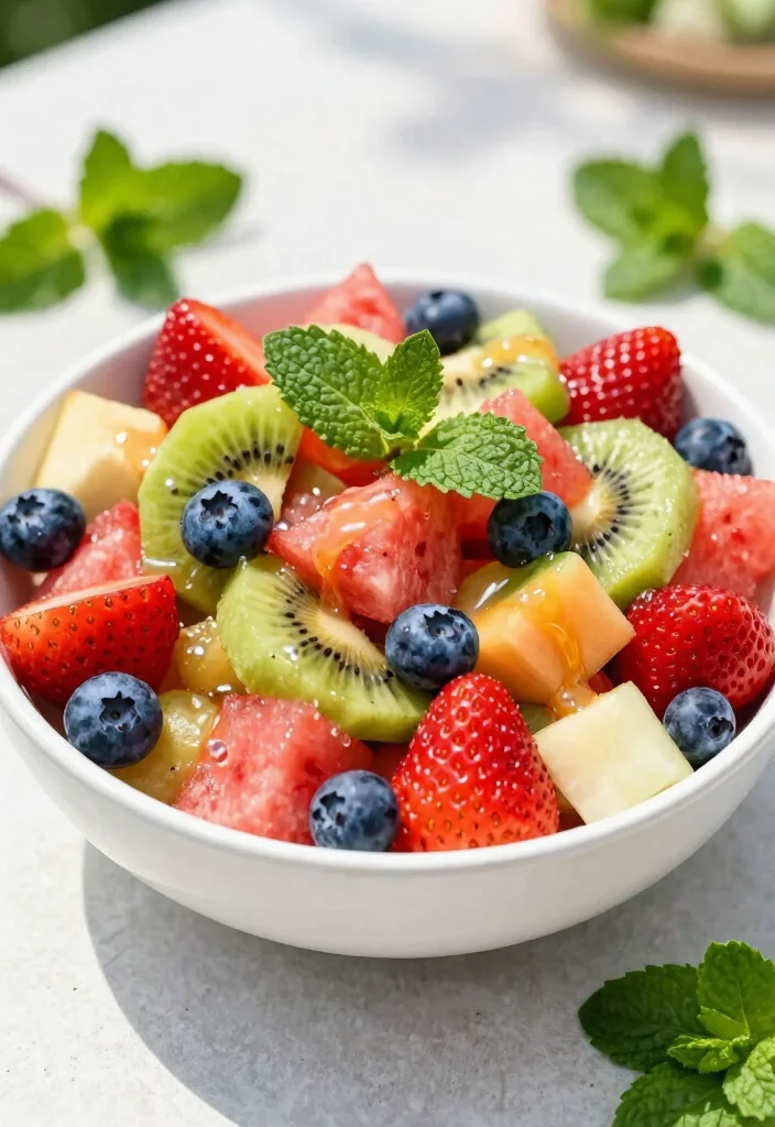12 Fruity Dessert Recipes for Fresh Light Simple Sweets - 9. Fruit Salad with Mint Lime Dressing