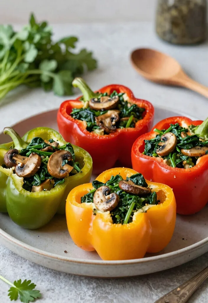 12 Heart-Healthy Recipes for Simple Nourishing Everyday Meals - 10. Spinach and Mushroom Stuffed Peppers