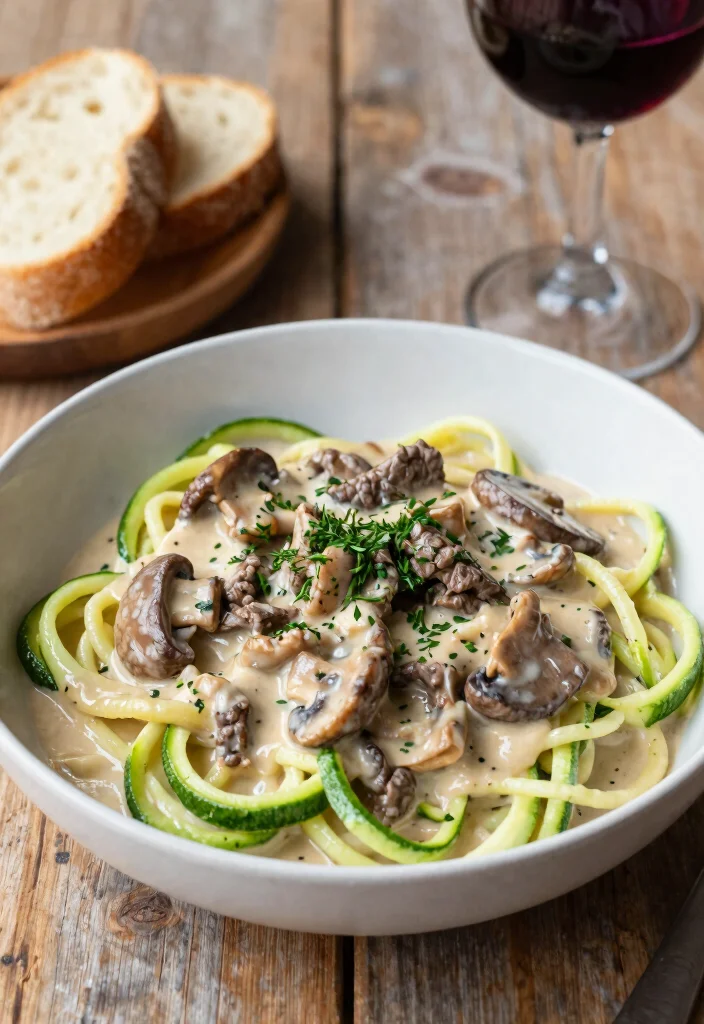 12 Keto Meat Recipes for Easy Flavor-Packed Low-Carb Dinners - 5. Beef Stroganoff with Zoodles