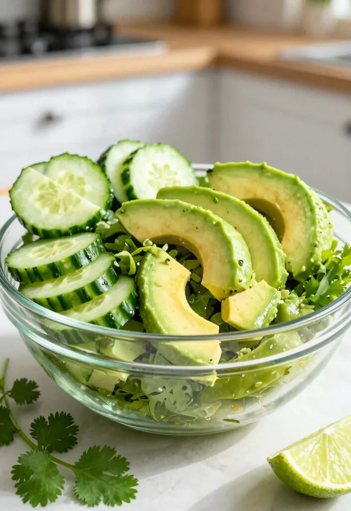 12 Keto Vegetable Recipes for Light Easy Low-Carb Sides - 12. Cucumber and Avocado Salad