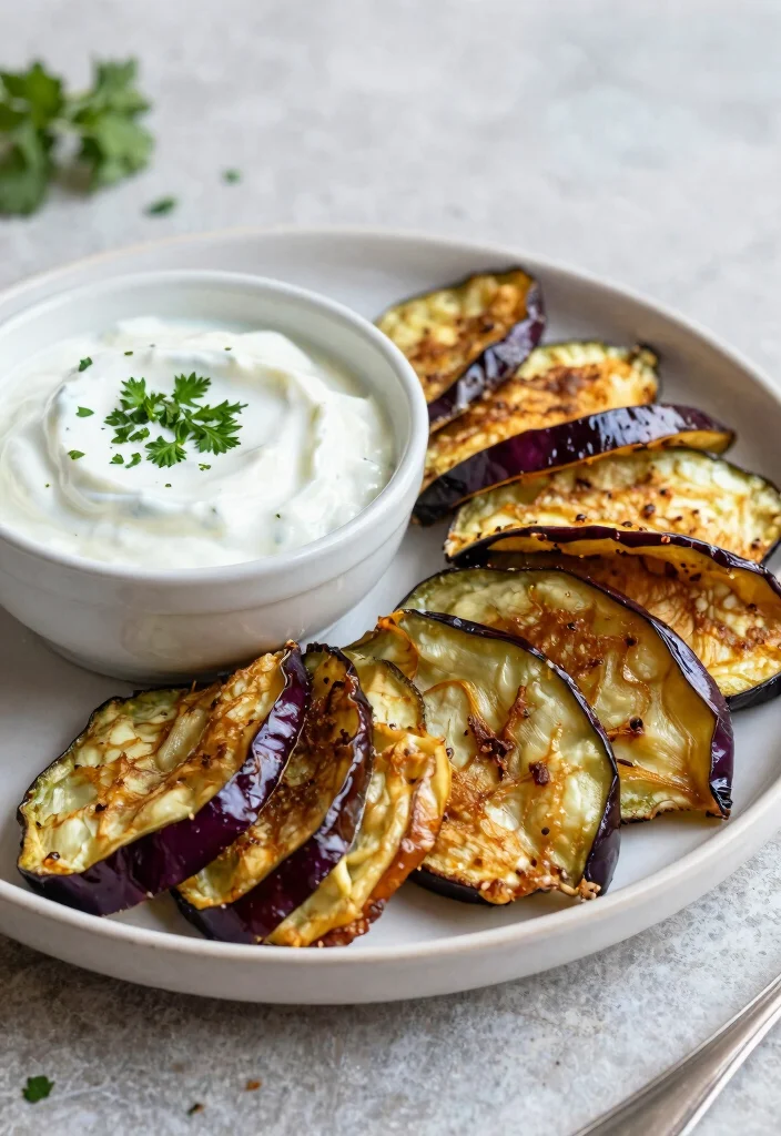 12 Keto Vegetable Recipes for Light Easy Low-Carb Sides - 9. Eggplant Chips with Dip