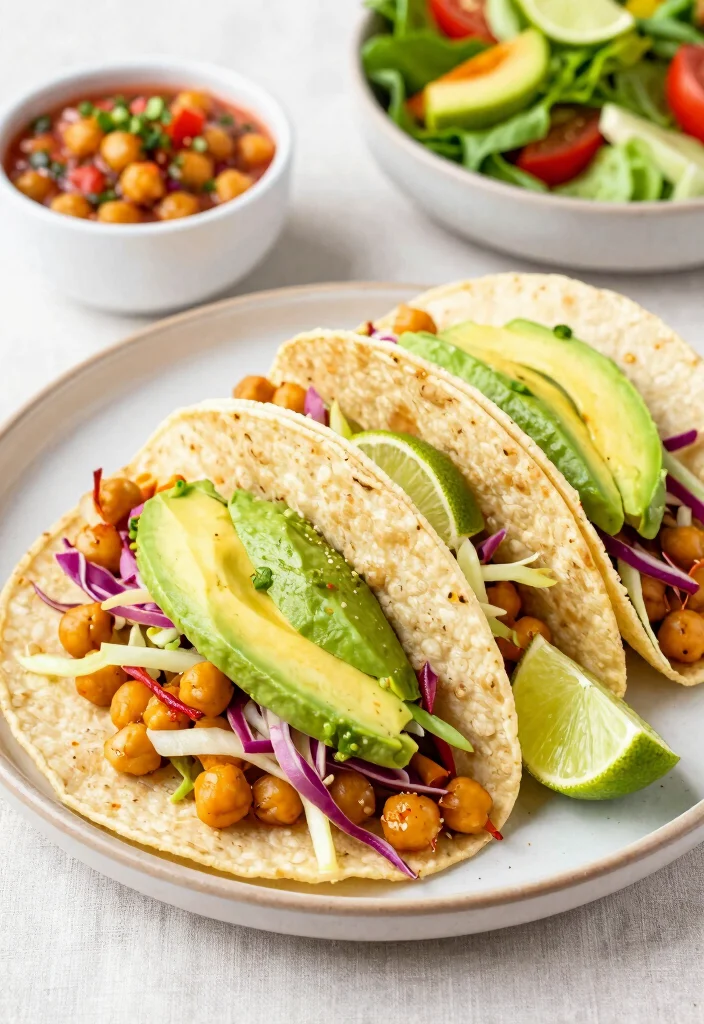 12 Meatless Dinner Recipes for Easy Plant-Powered Nights - 2. Spicy Chickpea Tacos
