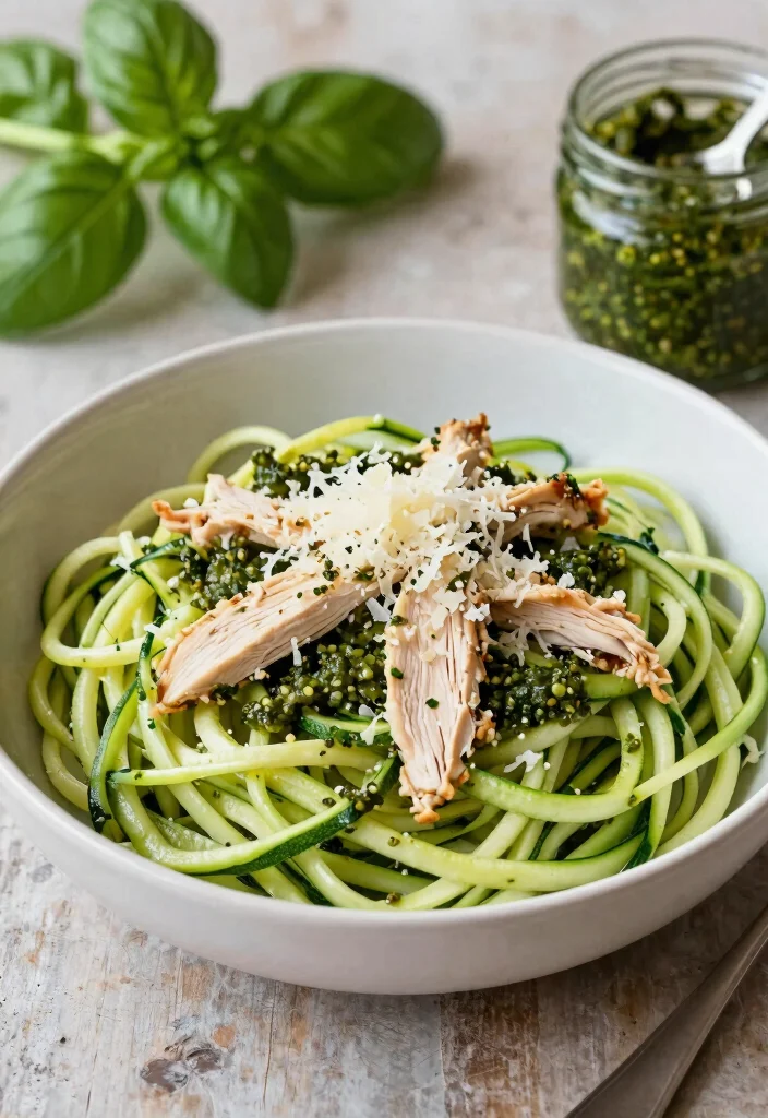 12 Quick Keto Dinner Recipes for Fast Satisfying Meals - 3. Zucchini Noodles with Pesto Chicken