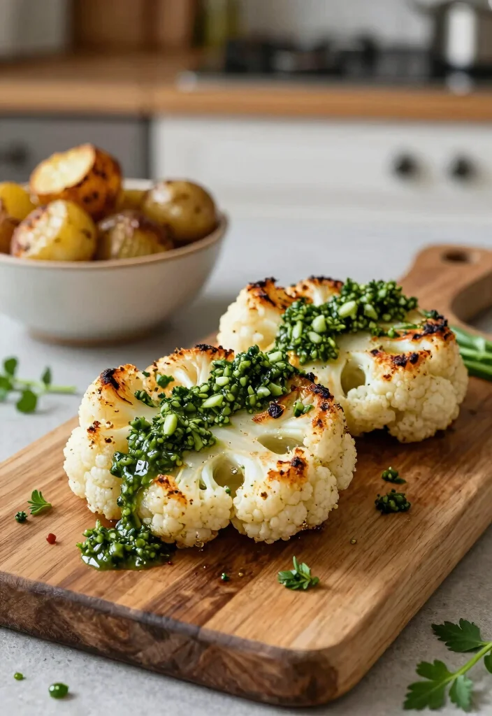 12 Sunday Dinner Recipes for Cozy Crowd-Pleasing Meals - 6. Cauliflower Steaks with Chimichurri