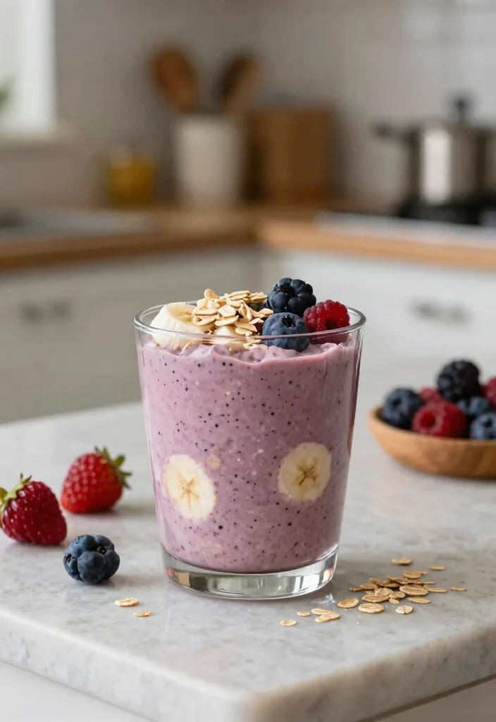 12 Vegan Breakfast Recipes for Easy Energizing Mornings - 9. Berry Banana Overnight Oats Smoothie
