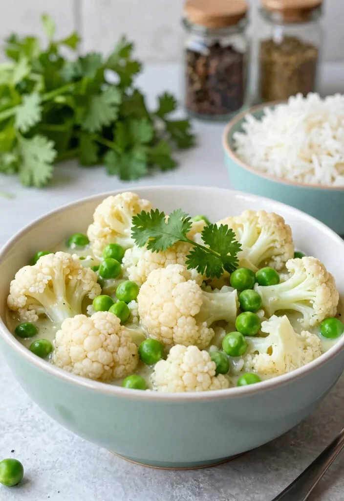 12 Vegan Curry Recipes for Easy Comforting Flavor Bowls - 5. Cauliflower and Pea Curry