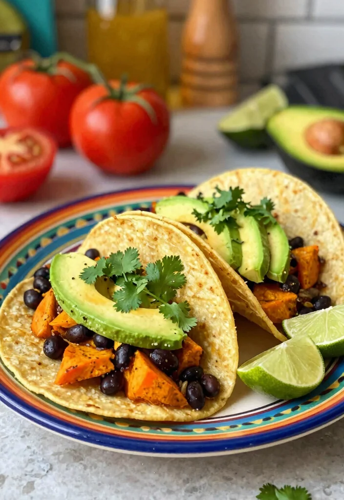 12 Vegan Sweet Potato Recipes for Easy Cozy Weeknight Sides - 3. Sweet Potato and Black Bean Tacos