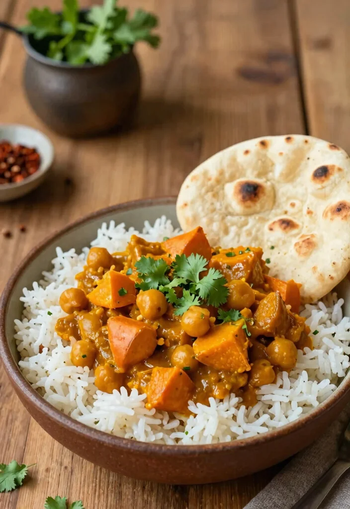 12 Vegan Sweet Potato Recipes for Easy Cozy Weeknight Sides - 5. Sweet Potato and Chickpea Curry