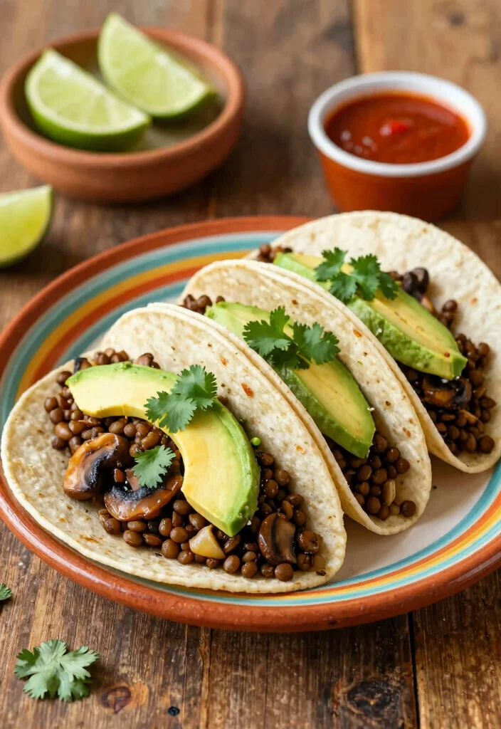 12 Vegan Taco Recipes for Fresh Flavor-Packed Plant Meals - 6. Lentil and Mushroom Tacos