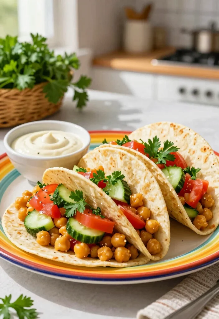 12 Vegan Taco Recipes for Fresh Flavor-Packed Plant Meals - 7. Mediterranean Chickpea Tacos