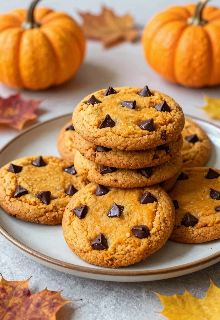 14 Autumn Dessert Recipes with Cozy Seasonal Sweet Ideas - 6. Pumpkin Chocolate Chip Cookies