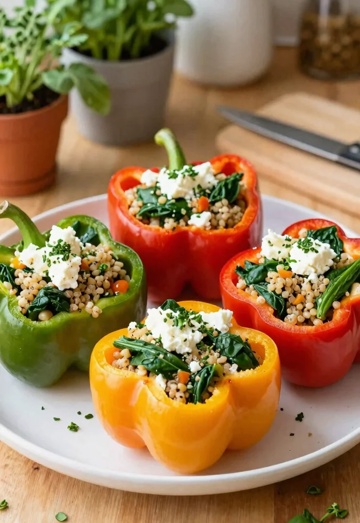 14 Easy Healthy Food Recipes for Quick Balanced Eating - 3. Spinach and Feta Stuffed Peppers