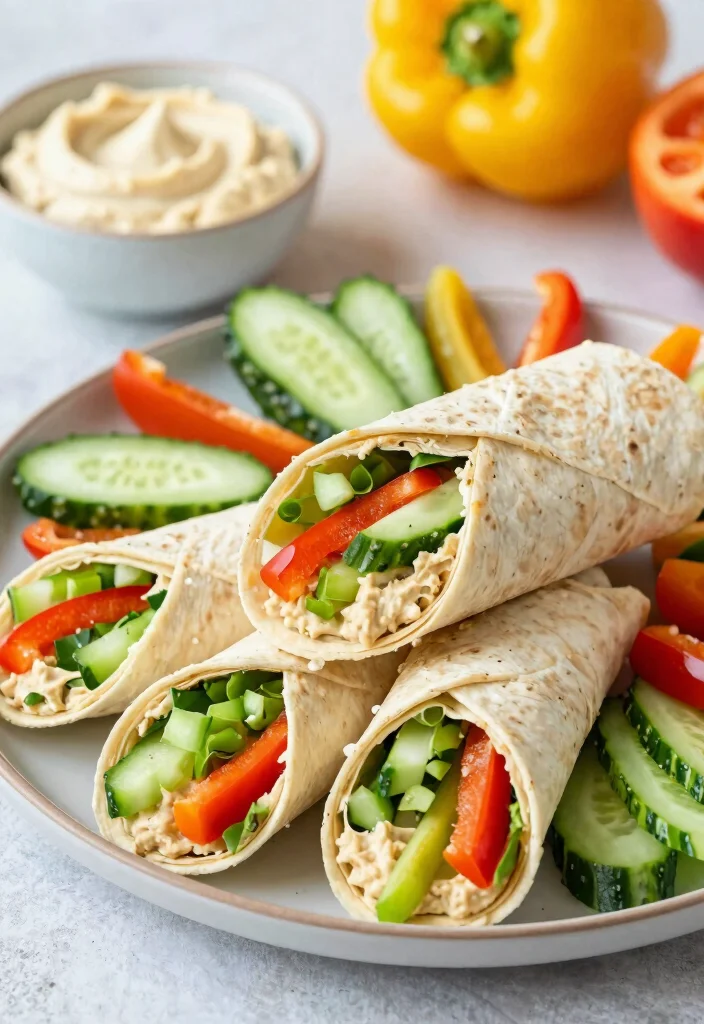 14 Healthy Vegetable Dinner Recipes for Fresh Easy Weeknight Meals - 13. Vegetable and Hummus Wraps