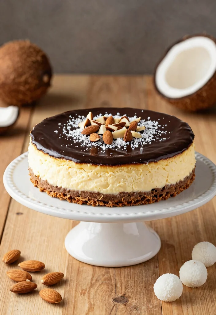 12 Fancy Dessert Recipes for Elegant Impressive Homemade Sweets - 2. Almond Joy Vegan Cheesecake